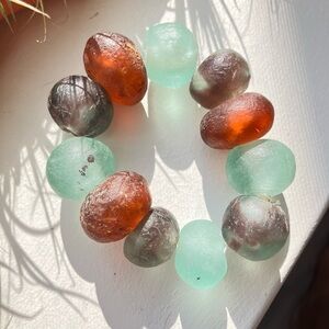 Chunky Multi-Color Recycled Glass Beaded Handmade Bracelet